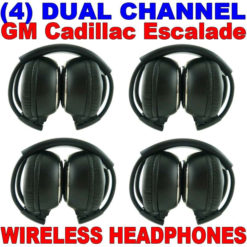4 New GM Cadillac Escalade Wireless Dual Channel DVD Premium Car Headphones